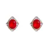 Moda Transfronteriza Retro Versátil Super Brillantes Pendientes de Cristal con Forma de Rombo Incrustados de Diamantes Femeninos Simples Pendientes de Gama Alta Venta al por Mayor