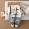 Conjunto de Sudadera con Letras para Niño 2025 Otoño Nuevo Estilo 1-5 Años Holgado Deportivo Estilo Coreano Conjunto de Dos Piezas para Niños