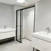 Puertas de Vinculación de Tres Vías Personalizadas para Baño, Una Fija y Dos Móviles, Puerta Corredera de Ducha para Apartamento Pequeño, Mampara Plegable para Ducha