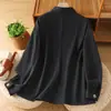 Foto real de la nueva chaqueta fina de algodón twill 2026 para mujer, top versátil, chaqueta de corte holgado