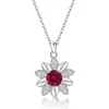 Collar de Plata de Ley S925 con Copo de Nieve y Piedra de Nacimiento de los Doce Meses para Mujer Cadena de Clavícula con Colgante de Flor de Amazon