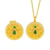 Puzuo Color Fuerte que Conserva Arena Dorada Accesorios DIY Brillo de Diamantes Colgante de Calabaza Brújula Nueva Chinoiserie Fulu Cadena para Clavícula para Mujer