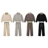 Conjunto de Ropa para Hombre BE Otoño/Invierno Estilo Old Money Lujo Discreto Sudadera con Cuello Polo de Media Botonadura Melange y Pantalones Largos con Caída para Hombre