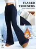 Pantalones acampanados casuales de moda europea y americana transfronterizos para mujer, forrados de polar, engrosados, de cintura alta, pantalones deportivos casuales, forro polar blanco, Amazon, Temu