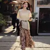 Moda para Mujer Traje Vestido 2026 Primavera Nuevo Elegante Ajustado Calado Tejido Top y Falda Estampada Conjunto de Dos Piezas Tendencia