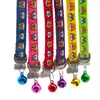 Colar de tecido estampado com cachorro de desenho animado de 1 cm produtos de tecido coleira de cachorro acessórios de sino chapéu de cabeça anti-perda para gato ao ar livre