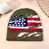 Chapéu de Tricô Jacquard com Bandeira Americana Outono Inverno Lã Quente Gorro para Homens Mulheres Versátil para Exterior Chapéu Pulôver Estilo Novo Transfronteiriço