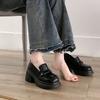 Zapatos de Cuero Pequeños de Suela Gruesa para Mujer Primavera Nuevos Plataforma Retro Francés Estilo Británico Mocasines Zapatos Slip-On