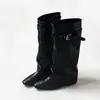 Nuevas botas retro de estilo coreano de caña alta 2026 con correas desmontables, convertibles en un diseño de hebilla de cinturón, botas largas adelgazantes y que realzan la altura para mujer
