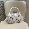 Bolsa Casual Grande Capacidade para Mulheres 2025 Nova Versátil Estampa de Morango Bolsa de Ombro Único Bolsa de Axila Bolsa Transversal Cereja Pequena Quadrada