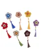 Material hecho a mano tejido flor borla accesorios para cabello largo aretes pinza para el cabello accesorios al por mayor flor de lana DIY