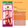 Pincel de Pintura Artística Transfronteiriça Cabelo de Nylon Pincel de Cabeça Chata Cabo de Plástico Tubo de Alumínio Pincel para Prática de Guache Acrílico