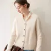 Cardigan de Tricô Jacquard com Trança Retro Gola Xale Feminino Peça de Roupa Solta Outono Inverno Cardigan de Tricô de Caxemira