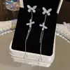 Pendientes de Borla de Mariposa con Circonita Super Brillante Largos Lujo Ligero Sentido de Alta Gama Pendientes Nicho Moda Femenina Pendientes Elegantes Venta al por Mayor