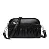 Nova Bolsa Shell Transversal de Ombro Único de Couro Genuíno de Camada Dupla, Bolsa Feminina de Couro de Vaca Nicho da Moda, Clutch Envelope Plissada Trendy