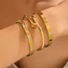 Pulseira de Aço Titânio Novo Estilo Que Não Desbota, Toque de Alto Padrão para Mulheres, Galvanoplastia de Ouro Genuíno, Exquisite Pulseira de Aço Inoxidável Europeia e Americana