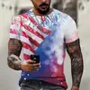2024 Suministro de Fabricante Transfronterizo Camiseta de Manga Corta con Bandera Americana para Hombre Verano Holgada Top Diario Camiseta de Manga Corta