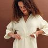 Primavera 2025 Nuevo Albaricoque Algodón Puro Cómodo y Suave Bata Larga Exclusiva Transfronteriza Ropa de Casa para Mujer Venta al por Mayor