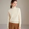 Suéter de punto grueso de siete puntadas con cuello alto y mangas raglán de cachemira pura para mujer, nuevo estilo otoño e invierno, suave y cálido, adecuado para usar en capas