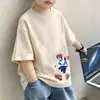 Camiseta de Manga Curta para Meninos Moda Verão Tendência Top de Algodão Estiloso de Meia Manga para Meninos