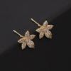 Arete de hoja de arce con diamantes completos, nuevo furor de red, para mujer, estilo japonés y coreano, pendientes de temperamento simples y elegantes, pendientes al por mayor