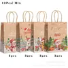 045 # Bolsa Tote Boneco de Neve de Natal Papel Kraft Impresso Bolsa de Presente Transfronteiriça Surpresa de Véspera de Natal Bolsa de Doces