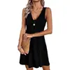 Amazon 2026 Transfronterizo Europeo y Americano para Mujer Nuevo Suéter Cuello V Casual de Verano Sin Mangas Vestido de Botones