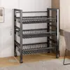 Prateleira de chão com cestos para vegetais, armazenamento móvel, micro-ondas, armazenamento de vegetais, prateleira doméstica multifuncional, estante de armazenamento