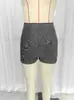 Estilo de Fiesta Europeo y Americano Shorts Elásticos Ajustados con Purpurina Plateada Moda Callejera Shorts de Cintura Alta Control de Abdomen Shorts Levanta Glúteos para Mujer