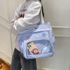 Bolso de Hombro Transparente de Dibujos Animados de Gran Capacidad Estilo Universitario Moderno Estilo Mori Pequeño Fresco Estudiante Casual Portátil Bolsa para Maquillaje