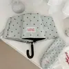 Guarda-chuva dobrável fresh de bolinhas para meninas, borracha preta, uso duplo para sol e chuva, totalmente automático, proteção solar, guarda-chuva de cápsula portátil