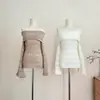 Vestido de Manga Acampanada con Corte en un Hombro para Amantes del Chocolate Blanco Pura Pasión Sexy Chic Bodycon Khaki Talla Única