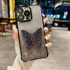 Adequado para Capa de Celular Iphone18Promax com Airbag nos Quatro Cantos, Suporte de Borboleta com Glitter, Capa Dura Anti-Queda Apple 17 16