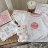 Tamanho Rolo 25 Verão Infantil Algodão Fino Desenho Animado Manga Curta Camiseta Meninos e Meninas Bebê Gola Redonda Top Algodão Fofo