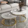 Mesa de centro de pizarra para sala de estar, mesa redonda estilo chino nuevo nórdico, mesa de centro simple moderna de lujo ligero, mesa de comedor para apartamento pequeño