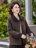 Abrigo de lana reversible estilo mamá para mujer, nueva colección 2026, talla petite, adecuado para mujeres de mediana edad y mayores, elegante top de manga corta para primavera y otoño