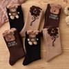 Meias femininas de pelúcia de outono e inverno com fio de penas e urso, meias de cano médio, roupa externa fofa, meias da moda, todas as combinações, vendas diretas da fábrica