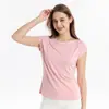 Huaye Camiseta de Verano de Punto de Seda con Mangas Raglán para Mujer, Color Sólido, Manga Corta, Jersey de Seda de Morera con Cuello Redondo, Top Holgado