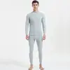 Conjunto de Ropa Interior Térmica de Otoño para Hombre Cuello Redondo Cálido Capa Base de Algodón para Invierno Talla Grande