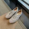 Tênis de Treino Estilo Ballet para Mulheres, Planos e Versáteis, Novo Modelo Primavera 2026, Bico Redondo com Cadarço, Moda Retrô, Sapatos Casuais, Tênis Gump