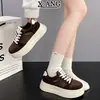 Zapatos de Plataforma con Cordones y Punta Redonda de Piel Genuina para Mujer Suela Gruesa Aumentan la Altura Zapatos Blancos para Mujer Otoño/Invierno 2026 Nuevos Zapatos Deportivos Casuales