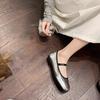 Versión Disponible en Stock de Piel de Vaca ~ Zapatos Estilo Ballet Mary Jane Cuadrados Franceses con Correa Plateada para Mujer