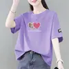Comercio Electrónico Transfronterizo Comercio Exterior Ropa de Maternidad Liquidación Camiseta de Manga Corta Mujer Holgada Tallas Grandes Camiseta de Manga Media Estampada para Mujer Top Tendencia