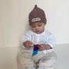 Gorro de bebê outono e inverno estilo coreano bonito tricô mamilo boné recém-nascido bebê quente lã boné para meninos e meninas