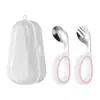 Juego de Dos Piezas de Cuchara y Tenedor de Acero Inoxidable 316 Transfronterizo Cuchara para Comida de Bebé Cuchara para Comer de Mango Corto para Entrenamiento Independiente de Bebé