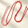 Colar fino alongado com nó plano vermelho, corda semi-acabada, pingente étnico vermelho, cordão, acessórios para colar