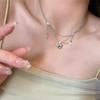 Collar de Corazón Estrella de Doble Capa 2025 Nuevo Nicho Diseño de Alta Gama Cadena para Suéter Celebridad de Internet Collar de Otoño para Mujer