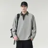 Camisa Polo Falsa de Duas Peças Masculina 2026 Primavera/Outono Novo Moletom Marca Americana Tendência Solta Tamanho Grande Casual Manga Longa