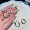 Pendientes de Semicírculo de Lujo Ligero de Nicho, Modernos y Versátiles, Pendientes de Cadena en Forma de C Estilo Popular de Influencer