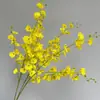 Orquídea Danzante Naranja Flor Artificial de Tallo Único Modelo Oncidium Decoración de Habitación Arreglo Floral de Boda Arte Floral Flor Artificial Decoración de Boda
